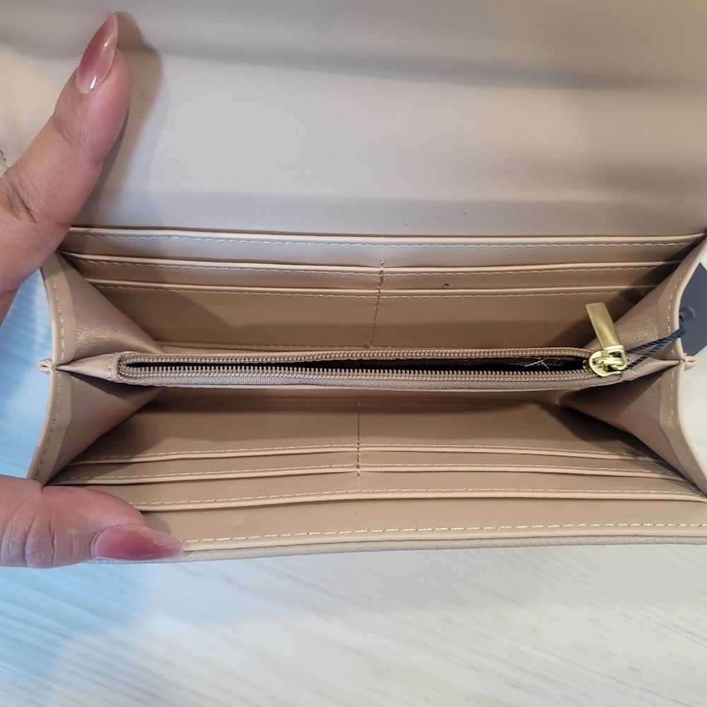 NEW C. WONDER Naomi Caviar Texture Satchel and Flap Clutch Wallet in Tan - Picture 16 of 17